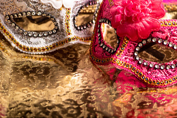Carnival mask, beautiful carnival mask placed on an old metal surface with beautiful embossed...