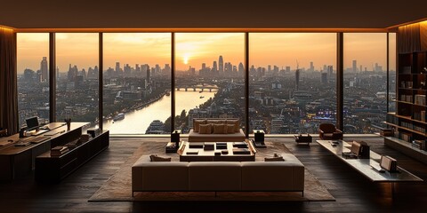 Panoramic London Skyline Living Room
