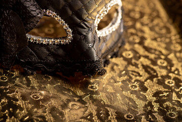 Carnival mask, beautiful carnival mask placed on an old metal surface with beautiful embossed...