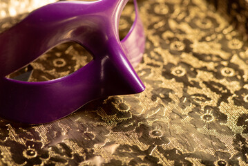 Carnival mask, beautiful carnival mask placed on an old metal surface with beautiful embossed...