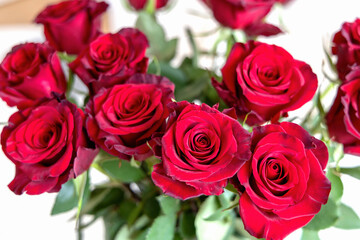 Romantic bouquet of beautiful red roses