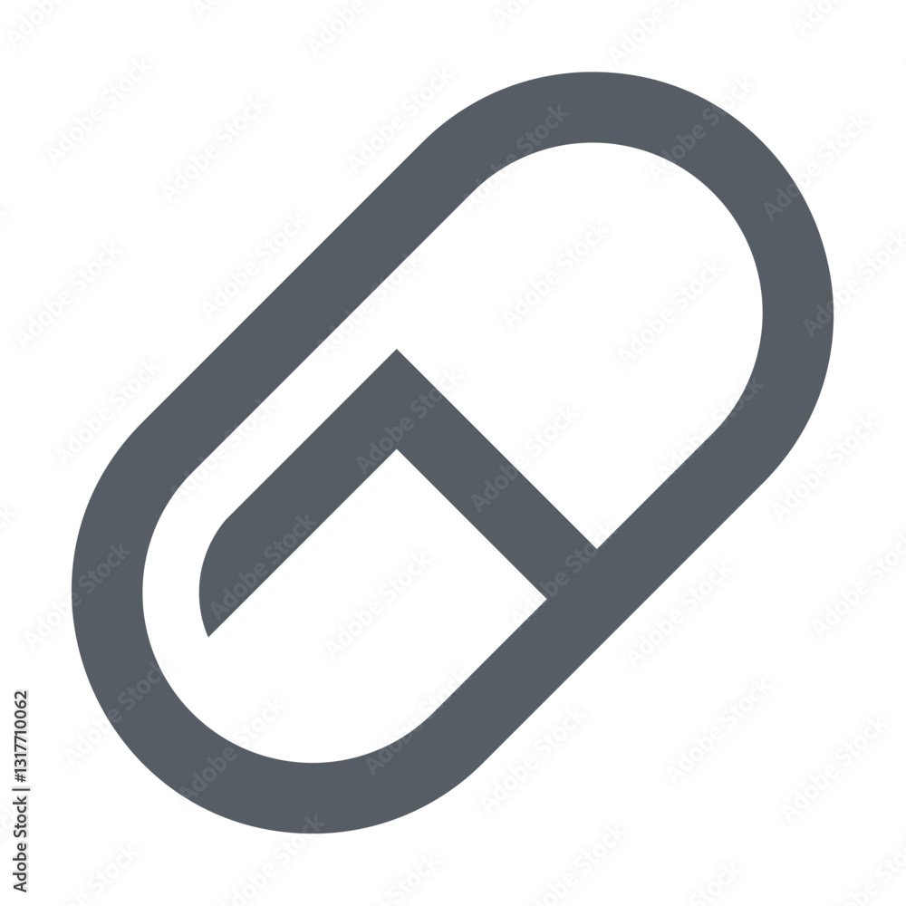 Poster a simple grey capsule icon representing connection and unity, subtly designed with soft lines and a 