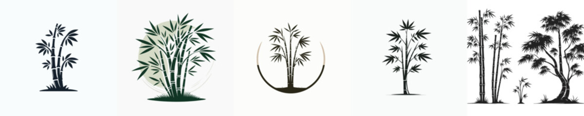 bamboo tree vector set