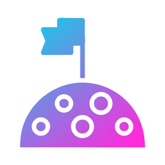 Graphic of Moon Landing With Flag Icon Isolated