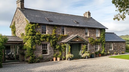 Charming Stone Farmhouse with Ivy Covered Walls
