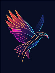 Obraz premium Cybernetic Falcon Emblem: Futuristic Neon Logo Design