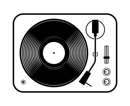 simple classic black vinyl music lp record player turntable symbol vector isolated on transparent background