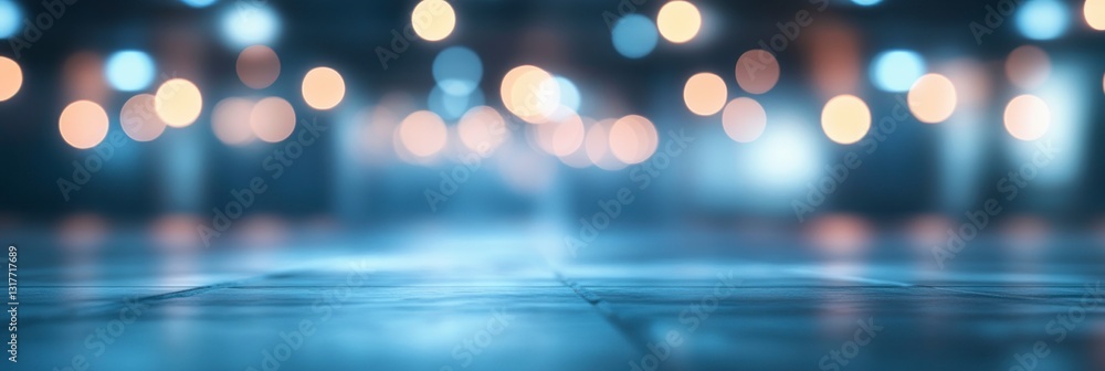 Aufkleber blurred bokeh background with reflection on floor for product display