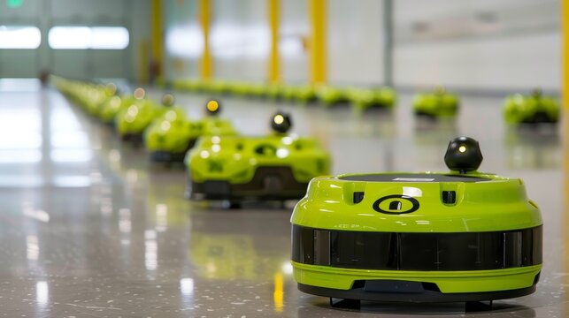 Advanced ai driven warehouse featuring robots efficiently sorting packages at high speed