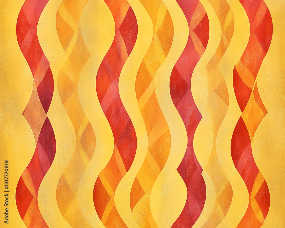 Aufkleber Abstract wavy pattern in yellow and red hues, creating a dynamic and energetic design, showcasing a modern and vibrant aesthetic suitable for various applications