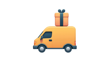 Naklejka premium Delivery Van with Gift Box: Perfect for Logistics, E-commerce, and Holiday Themes