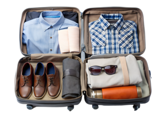 suitcase with accessories for travel