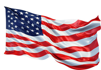Fototapeta premium Bandera ondeando de Estados Unidos de América sobre fondo transparente