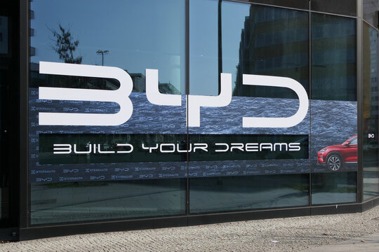 Logo of BYD Auto At A BYD Store In Berlin, Germany