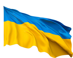 Bandera ondeando de Ucrania sobre fondo transparente