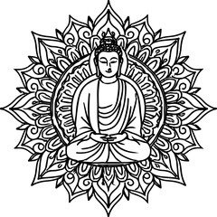 abstract illustration budha vasek day vector line art