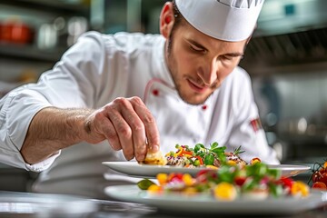 Two corporate professionals exchanging handshakes in a contemporary office environment with colleagues engaged in discussion in the background.