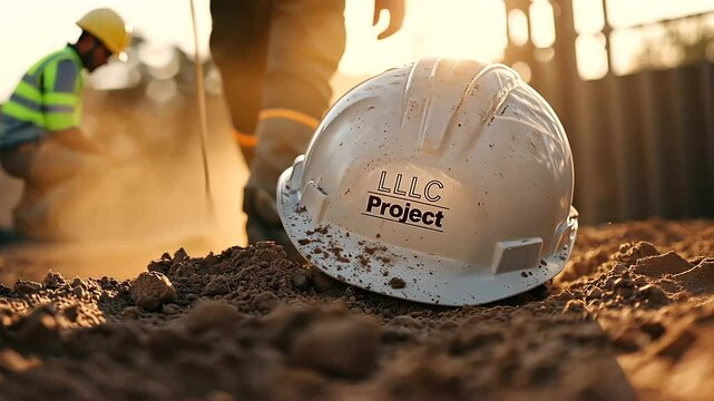 Construction Crew Breaking Ground on Project with LLC Hardhat