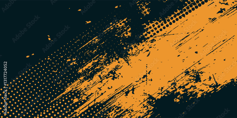 Poster dots halftone yellow and dark blue color pattern gradient grunge texture background. dots pop art sp