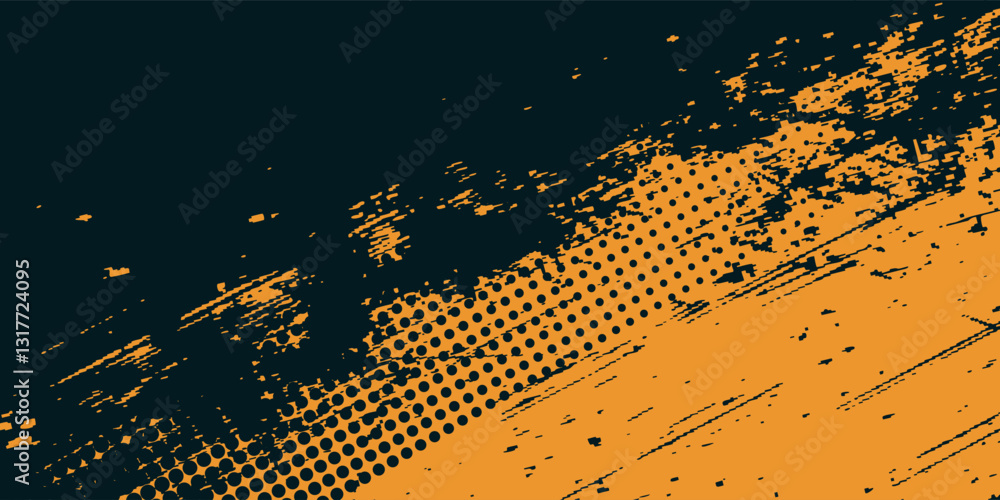 Poster dots halftone yellow and dark blue color pattern gradient grunge texture background. dots pop art sp