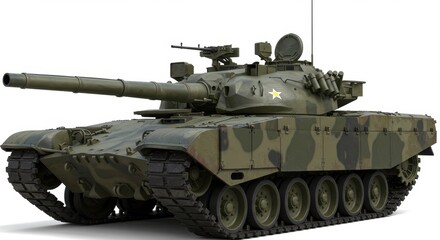 Close-up of Military Tank Armor on White Background