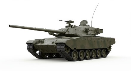 Military Tank on White Background