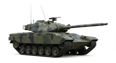 Military Tank on White Background