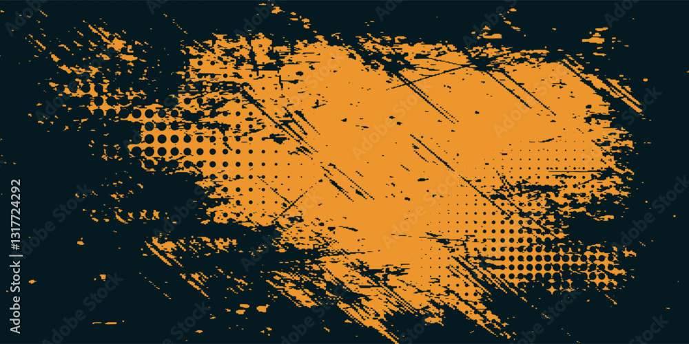 Poster dots halftone yellow and dark blue color pattern gradient grunge texture background. dots pop art sp