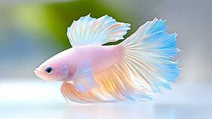 Elegant Pastel Pink and Blue Siamese Fighting Fish Aquatic Pet Detailed Fin Closeup