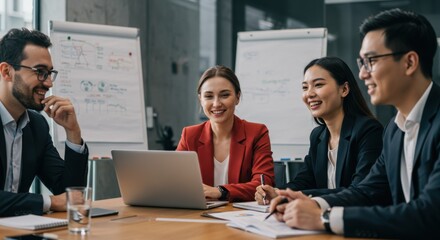 Happy Business Professionals at a Corporate Presentation