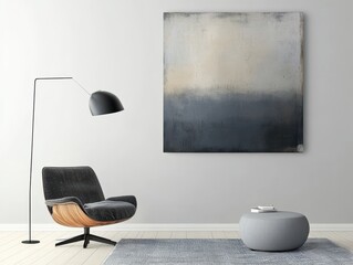 Modern living room with artistic painting and contemporary furniture
