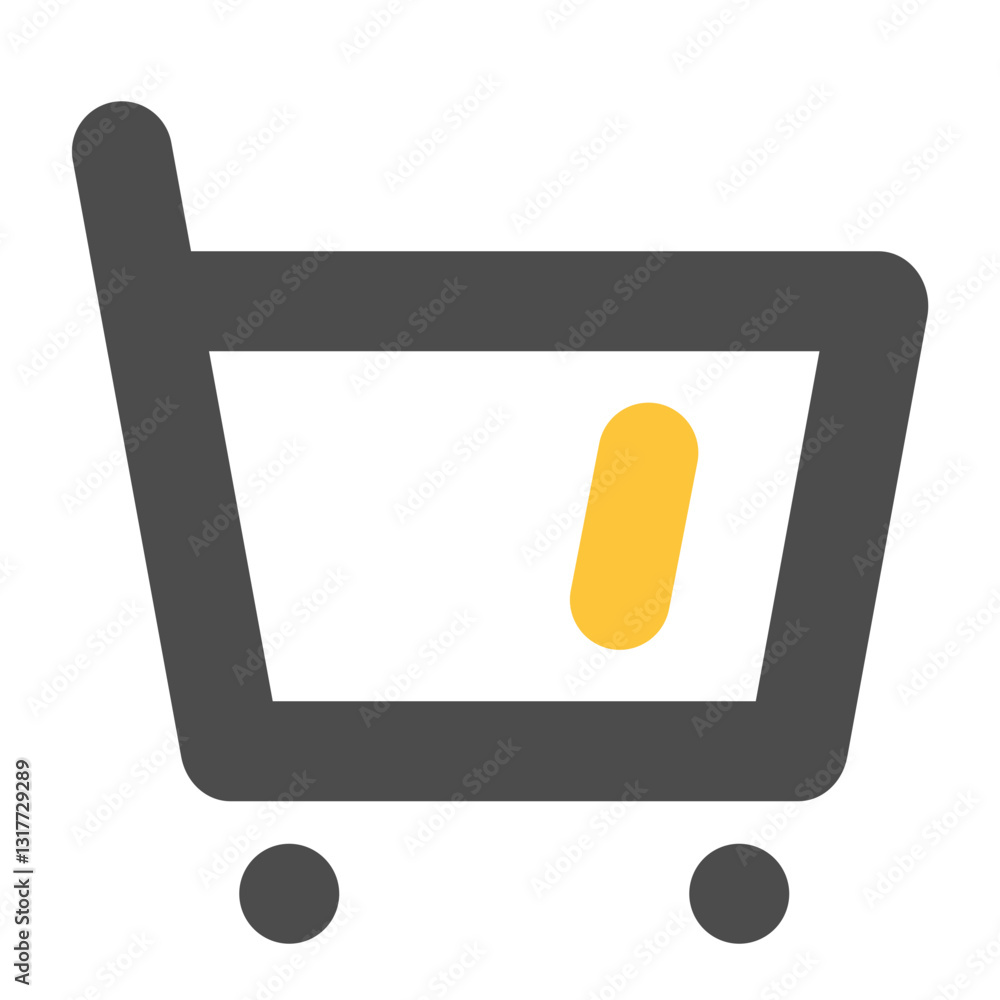 Poster a single golden item nestled in a simple grey shopping cart signifying a quick easy purchase with mi
