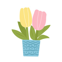 Beautyful Tulip Flower Driving Art Cardboard Vector Symbol Design Image