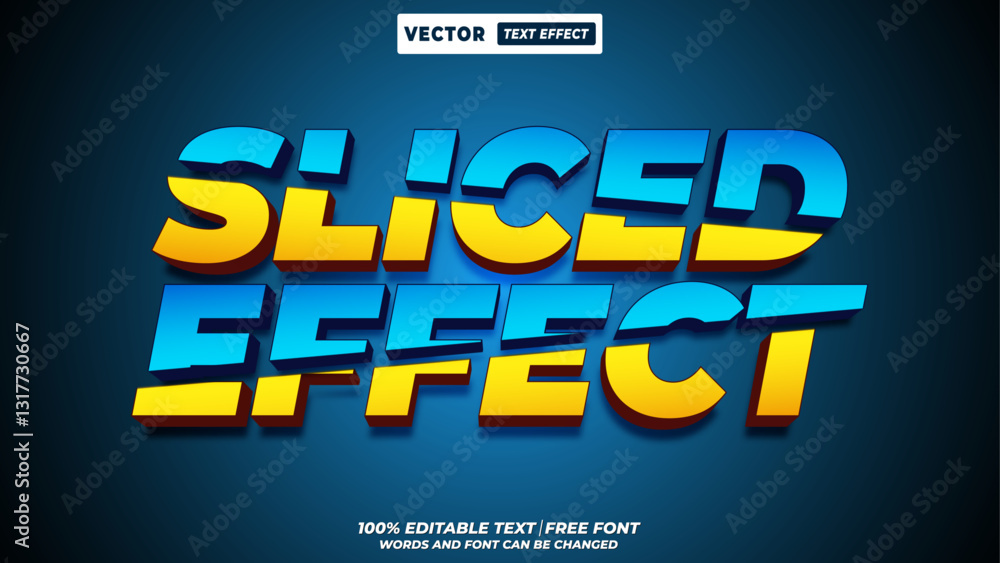 Poster paper cut out typography style sliced editable 3d vector text style effect