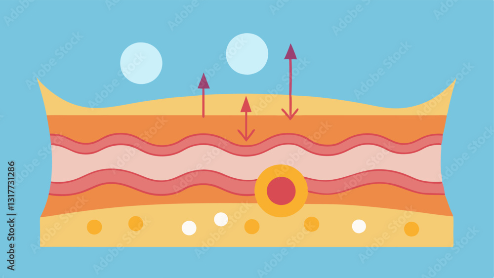 Poster skin layering a crosssection of skin showing the epidermis and dermis layers with arrows indicating 