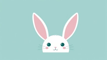 Obraz premium Background with eggs and white bunny. Concept of Easter banner