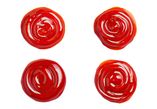 Isolated Ketchup Splashes, Top View, Food Texture, transparent Background