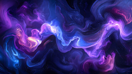 Mystical swirls in purple and blue with phosphorescent accents. Phosphorescent Waves. Illustration