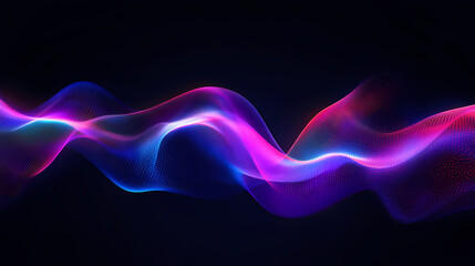 Fototapeta premium Wave of light on black background, creating abstract patterns. Phosphorescent Waves. Illustration