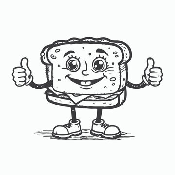 recommend clip art: Cute sandwich cartoon character showing thumbs up. Sandwich Mascot Character silhouette Vector Design
                    