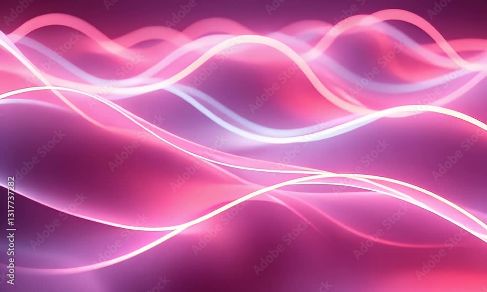 Poster abstract wavy lines background with pink and purple colors glowing light effect dynamic curves smoot