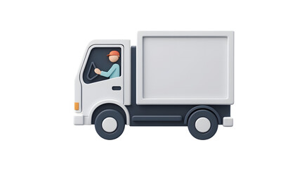 A delivery truck with a driver, ideal for logistics and transportation themes