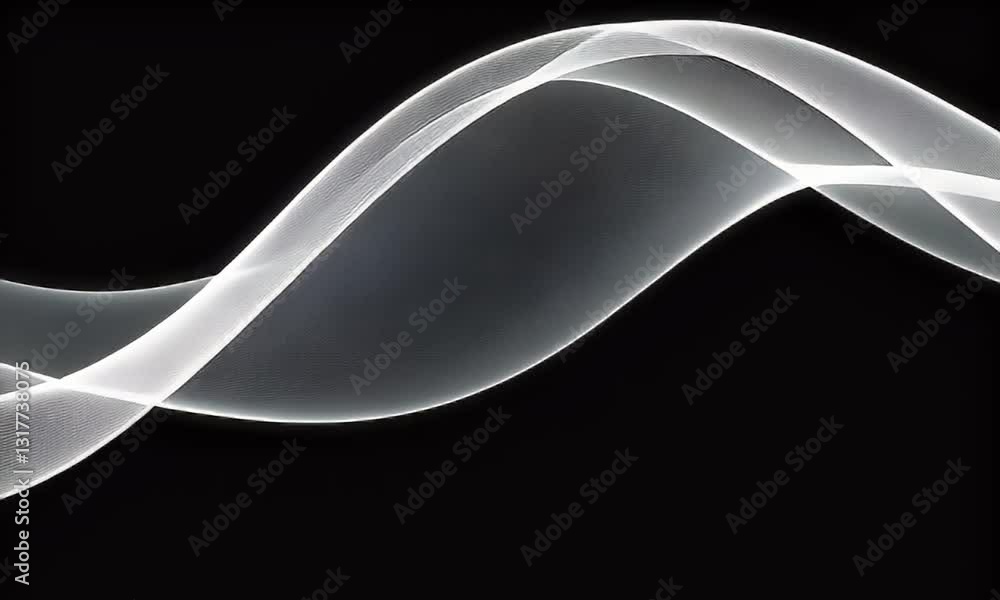 Poster abstract white waves against a black background digital art smooth flow and dynamic motion design el