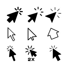 Computer mouse click cursor. Load symbol. Pointer cursor and loading icon.