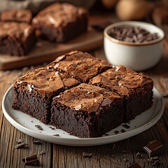 Fudgy Brownies for Rustic Table.