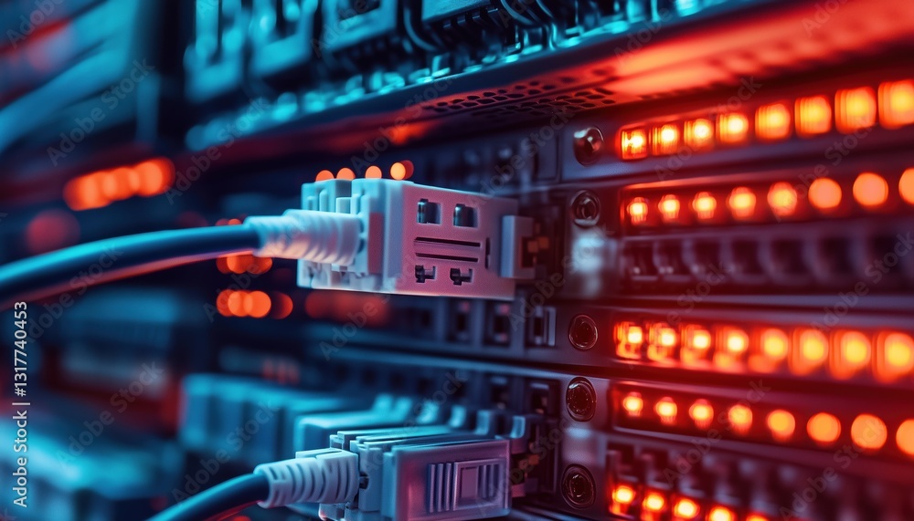 Poster patch panel and switch for fiber optic network cables - this equipment is used to manage and connect
