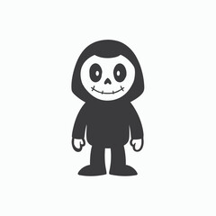 Grim reaper cartoon characters wearing modern robe with hoodie and carrying scythe. Best for sticker, logo, and mascot. Cute cartoon grim reaper Halloween vector illustration