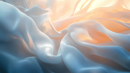 Radiant whispers of light and elegance dance through the soft waves of shimmering fabric under a gentle glow. generative ai. Luminous Whispers. Illustration