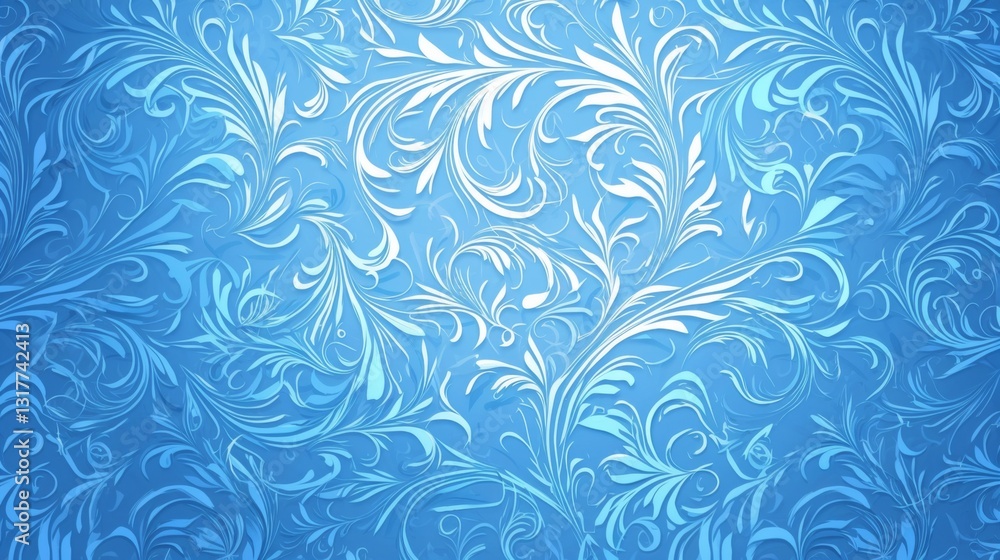 Poster a seamless pattern of simple, continuous blue doodles and curved lines on a uniform blue background