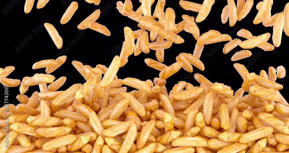 Poster baguettes with crispy crust falling and fill the screen. 3d animation on transparent background